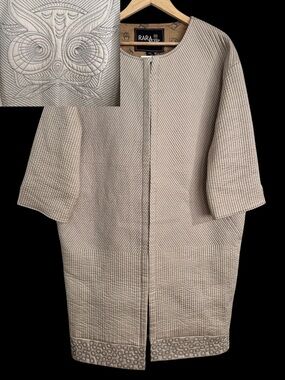 Rara Avis Cream Quilted Duster Jacket SZ XLarge Longer Length Quiet Luxury NWT